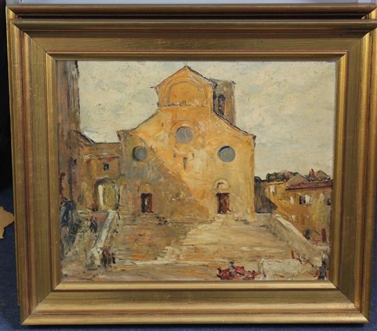 Alexander Jamieson (1873-1937) Street scenes and church, San Gimignano, 14.5 x 17.5in.